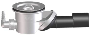 Brausetassensiphongehäuse DN40/50 mit Drehgelenk für Ablauföffnungen d 90mm mit Waschgeräte-Anschlussknie HL19.2 geruchsgesichert HL522V.0